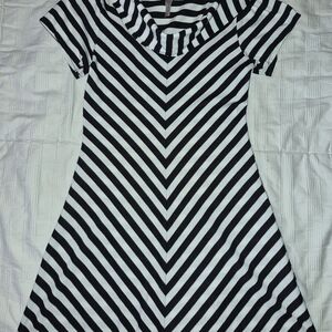 Unk Black and White Chevron Mini Dress